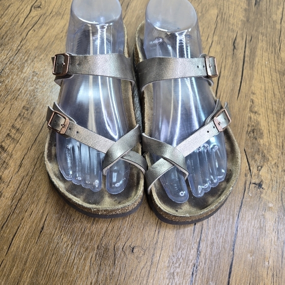 Birkenstock Mayari Gold Leather Sandals - Picture 11 of 13
